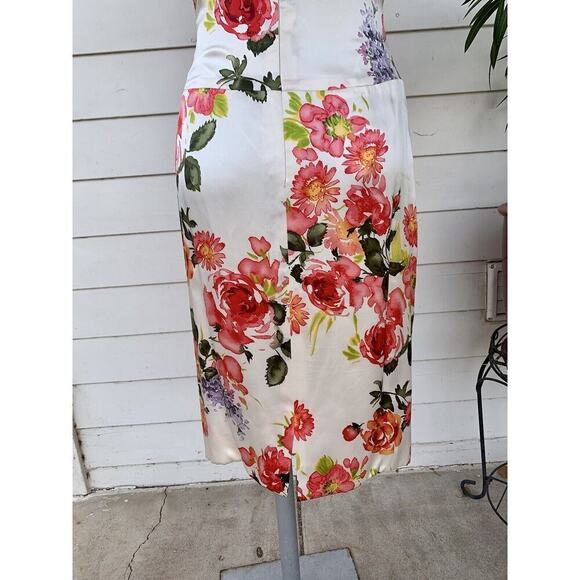 Vera Wang Floral Midi Dress - Cream, Red, Pink, Purple - Picture 15 of 16